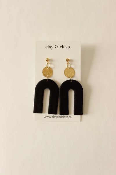 Large Drop Earring | Textured Brass Circle + Arch + Snake Print