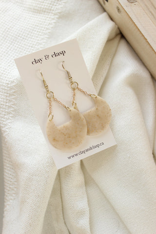 Medium Drop Earring | Gold Speckled Translucent + Gold Drop Chain
