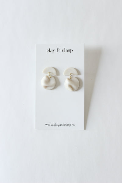 Small Drop Earring | Shimmer Creased Texture + Half Moon