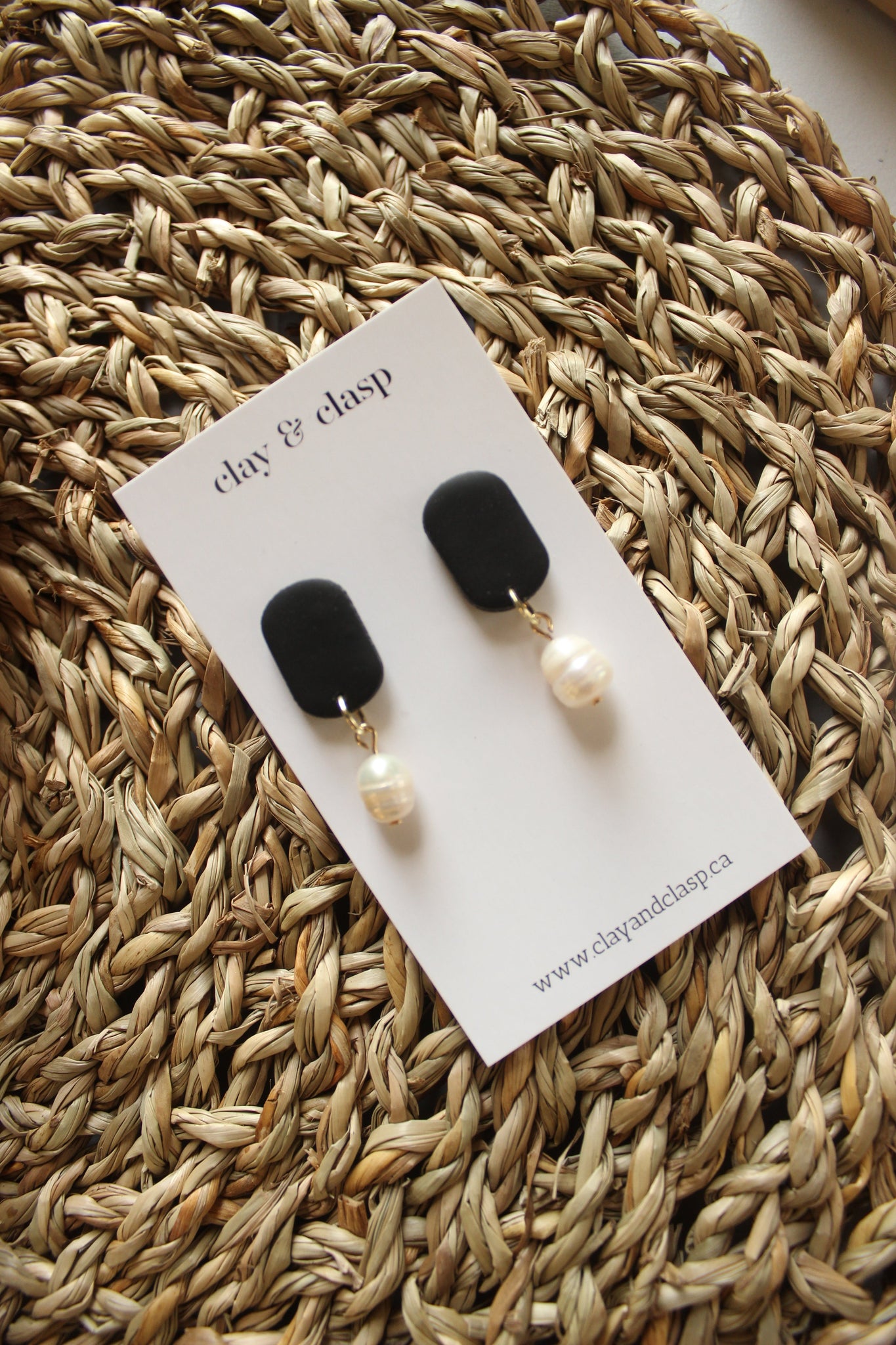 Small Drop Earring | Black Post + Large Fresh Water Pearl